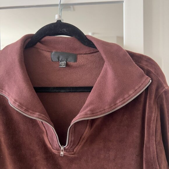 327 Nili Lotan Bentley Quarter Zip Sweatshirt chocolat brown Small Small - Picture 5 of 8